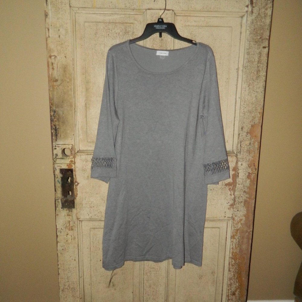 Calvin Klein Knit Sweater Dress Gray Size XL (AA-18)